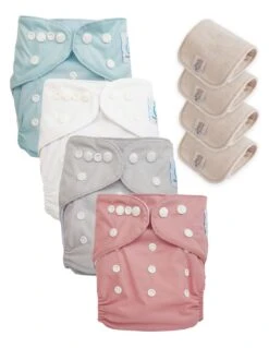 Lot 4 Couches Lavables Tout En Un TE1 évolutives - Sensitive - Blues