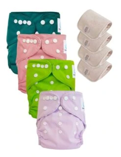 Lot 4 Couches Lavables Tout En Un TE1 évolutives - Sensitive - Grenouille
