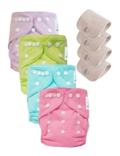 Lot 4 Couches Lavables Tout En Un TE1 évolutives - Sensitive - Pastel