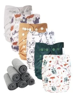 Lot 6 Couches Lavables TE2 + 6 Inserts Bambou - Automne