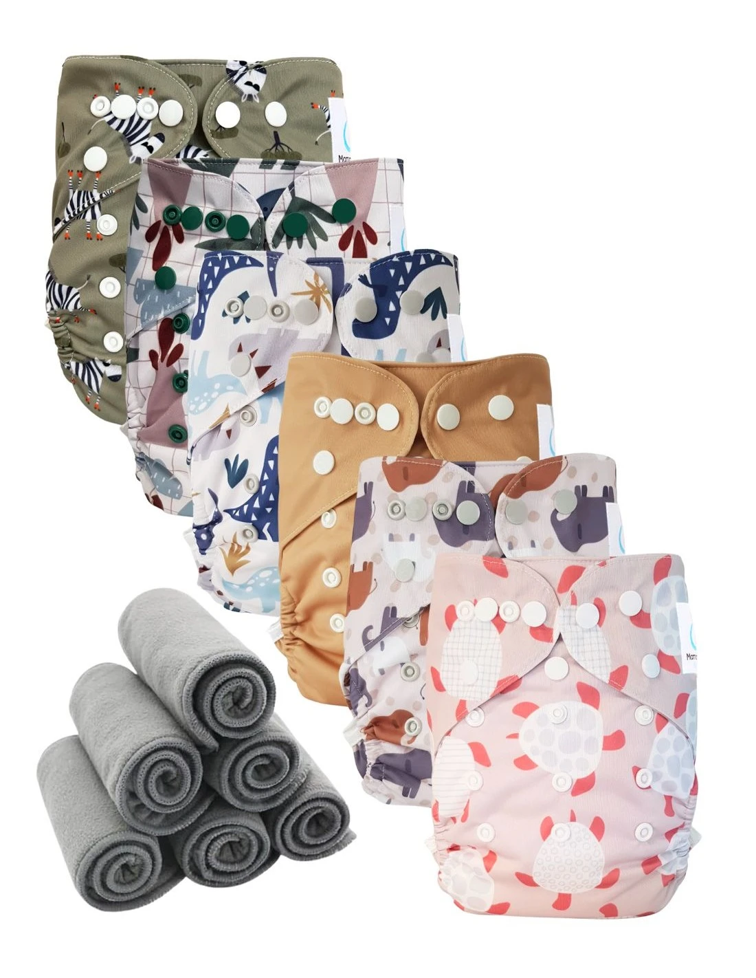 Lot 6 Couches Lavables TE2 + 6 Inserts Bambou - Balade 1 Lot 6 Couches Lavables TE2 + 6 Inserts Bambou - Balade