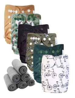 Lot 6 Couches Lavables TE2 + 6 Inserts Bambou - Bicyclette