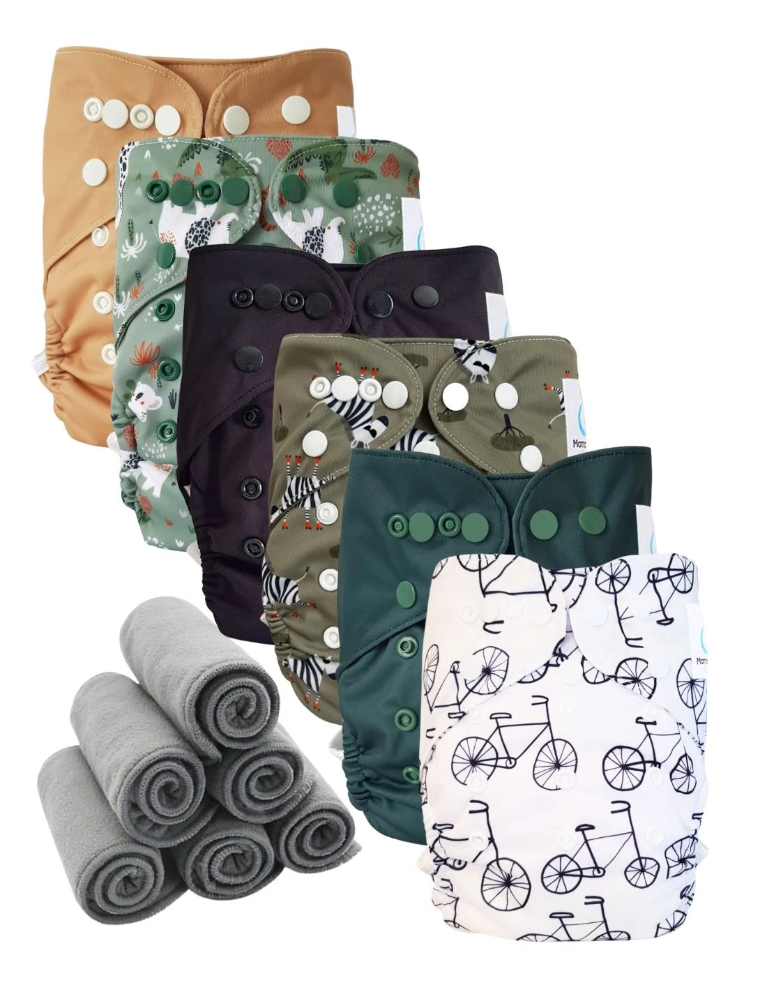 Lot 6 Couches Lavables TE2 + 6 Inserts Bambou - Bicyclette 1 Lot 6 Couches Lavables TE2 + 6 Inserts Bambou - Bicyclette