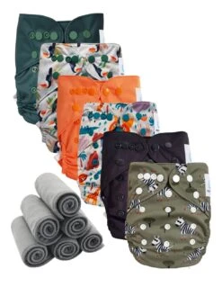 Lot 6 Couches Lavables TE2 + 6 Inserts Bambou - Léo