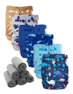 Lot 6 Couches Lavables TE2 + 6 Inserts Bambou - Galaxie