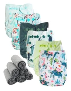 Lot 6 Couches Lavables TE2 + 6 Inserts Bambou - Lagoon