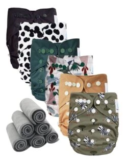 Lot 6 Couches Lavables TE2 + 6 Inserts Bambou - Leo Le Zebre