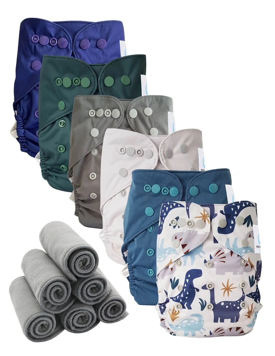 Lot 6 Couches Lavables TE2 + 6 Inserts Bambou Pression - Astor Le Dinosaure 1 Lot 6 Couches Lavables TE2 + 6 Inserts Bambou Pression - Astor Le Dinosaure