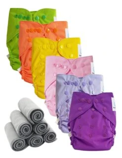 Lot 6 Couches Lavables TE2 + 6 Inserts Bambou Pression - Cameo