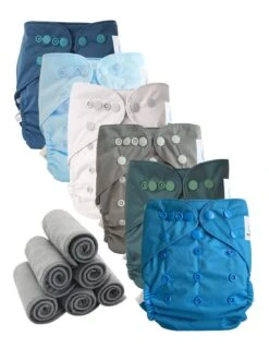 Lot 6 Couches Lavables TE2 + 6 Inserts Bambou Pression - Jurassik