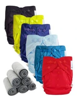 Lot 6 Couches Lavables TE2 + 6 Inserts Bambou Pression - Mandarine