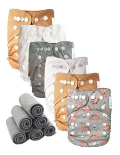 Lot 6 Couches Lavables TE2 + 6 Inserts Bambou Pression - Margot