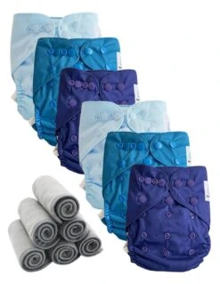 Lot 6 Couches Lavables TE2 + 6 Inserts Bambou Pression - Pool