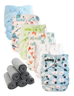 Lot 6 Couches Lavables TE2 + 6 Inserts Bambou - Printemps