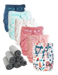 Lot 6 Couches Lavables TE2 + 6 Inserts Bambou - Samar