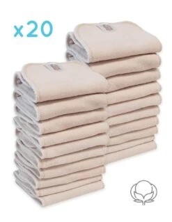 Lot 20 Inserts En Coton Pour Couche Lavable TE1 - Sensitive