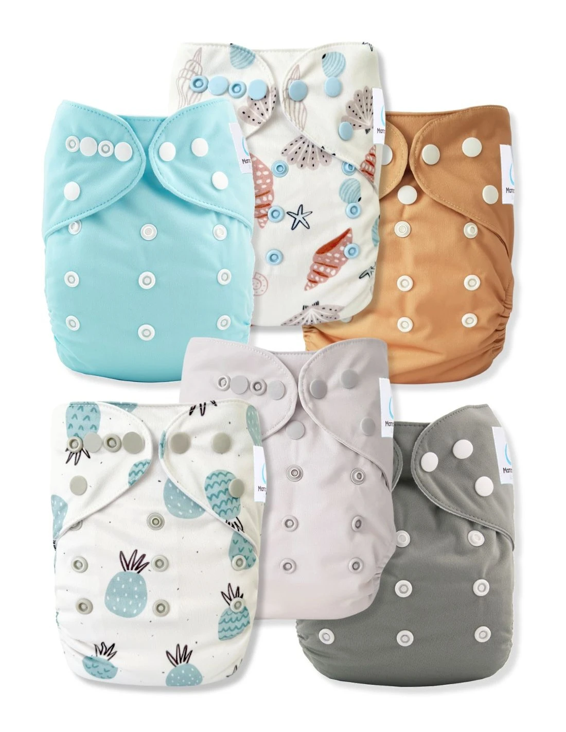 Lot De 6 Couches Lavables Te1 + Inserts - Ananas 1 Lot De 6 Couches Lavables Te1 + Inserts - Ananas