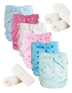 Lot De 6 Couches Lavables TE2 + 6 Inserts Microfibre Pression - Spring