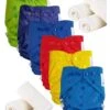 Lot De 6 Couches Lavables TE2 + 6 Inserts Microfibre Pression - Super Color