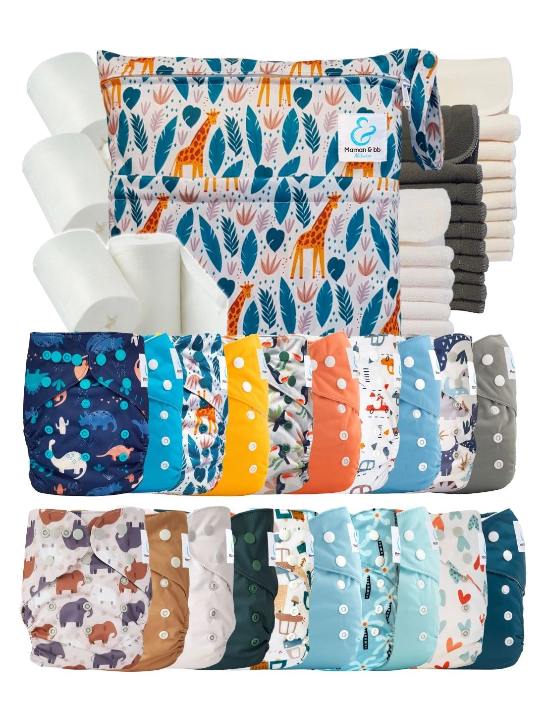 Mega Pack 20 Couches Lavables TE1 40 Inserts 400 Voiles Sac - Choupinet 1 Mega Pack 20 Couches Lavables TE1 40 Inserts 400 Voiles Sac - Choupinet