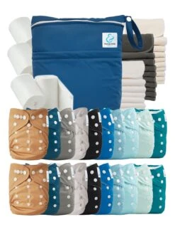 Mega Pack 20 Couches Lavables TE1 + 40 Inserts + 400 Voiles + Sac Imperméable - Vintage