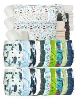 Mega Pack : 20 Couches Lavables TE2 + 30 Inserts + 400 Voiles + Sac - Landscape