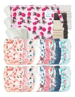 Mega Pack : 20 Couches Lavables TE2 + 30 Inserts + 400 Voiles + Sac - Maiwenn