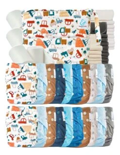 Mega Pack : 20 Couches Lavables TE2 + 30 Inserts + 400 Voiles + Sac - Trucks