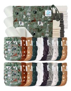 Mega Pack : 20 Couches Lavables TE2 + 30 Inserts + 400 Voiles + Sac - Jungle