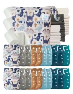 Mega Pack : Lot De 20 Couches Lavables TE1 + 40 Inserts + 400 Voiles + Sac Imperméable - Astor