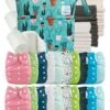 Mega Pack : Lot De 20 Couches Lavables TE1 + 40 Inserts + 400 Voiles + Sac Imperméable - Cactus