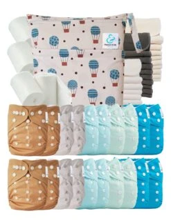 Mega Pack : Lot De 20 Couches Lavables TE1 + 40 Inserts + 400 Voiles + Sac Imperméable - Phileas