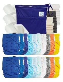 Mega Pack : Lot De 20 Couches Lavables TE2 + 30 Inserts + 400 Voiles + Sac Imperméable - Astro