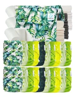 Mega Pack : Lot De 20 Couches Lavables TE2 + 30 Inserts + 400 Voiles + Sac Imperméable - Bali