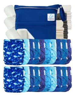 Mega Pack : Lot De 20 Couches Lavables TE2 + 30 Inserts + 400 Voiles + Sac Imperméable - Nino