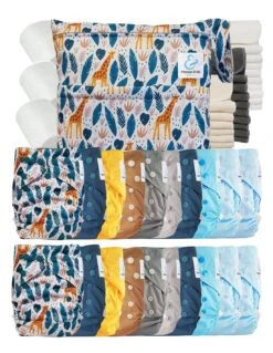 Mega Pack : Lot De 20 Couches Lavables TE2 + 30 Inserts + 400 Voiles + Sac Imperméable - Zoé