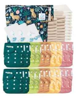 Mega Pack Sensitive : 20 Couches Lavables TE1 + Inserts + Voiles + Sac - Leopold