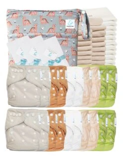 Mega Pack Sensitive : 20 Couches Lavables TE1 + Inserts + Voiles + Sac - Margot