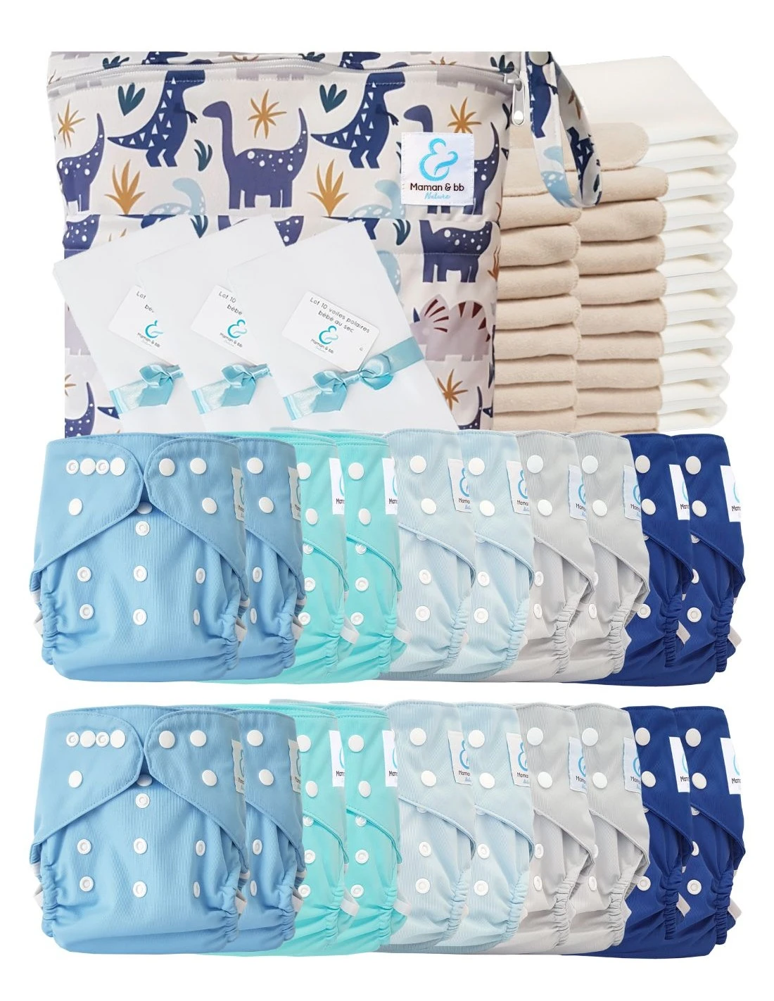 Mega Pack Sensitive : 20 Couches Lavables TE2 Inserts Voiles Sac - Astor 1 Mega Pack Sensitive : 20 Couches Lavables TE2 Inserts Voiles Sac - Astor