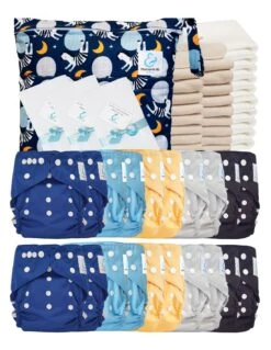 Mega Pack Sensitive : 20 Couches Lavables TE2 Inserts Voiles Sac - Caleb