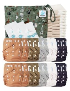 Mega Pack Sensitive : 20 Couches Lavables TE2 + Accessoires - Jungle