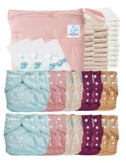 Mega Pack Sensitive : Lot De 20 Couches Lavables TE1 + Inserts + Voiles + Sac - Doll