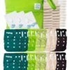 Mega Pack Sensitive : Lot De 20 Couches Lavables TE1 + Inserts + Voiles + Sac - Green
