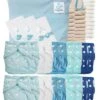 Mega Pack Sensitive : Lot De 20 Couches Lavables TE1 + Inserts + Voiles + Sac - Indigo