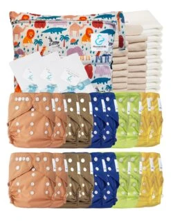 Mega Pack Sensitive : Lot De 20 Couches Lavables TE2 + Inserts + Voiles + Sac - Savane