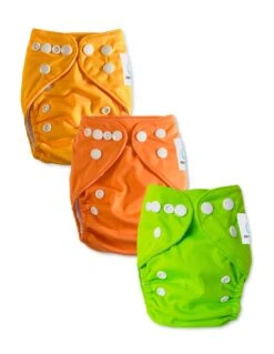 Newborn - Lot De 3 Couches Lavables Newborn Te1 - Jaune Orange