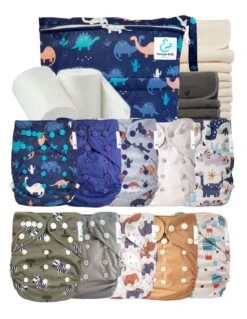 Pack Complet Bambou Couches Lavables TE2 - Dinosaure