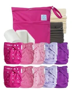 Pack Complet Bambou Couches Lavables TE2 - Pinky