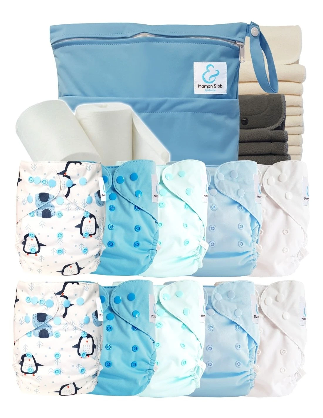 Pack Complet Bambou TE2 - Couches Lavables + Inserts - Augustin 1 Pack Complet Bambou TE2 - Couches Lavables + Inserts - Augustin