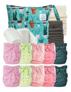 Pack Complet Bambou TE2 - Couches Lavables + Inserts Bambou - Cactus